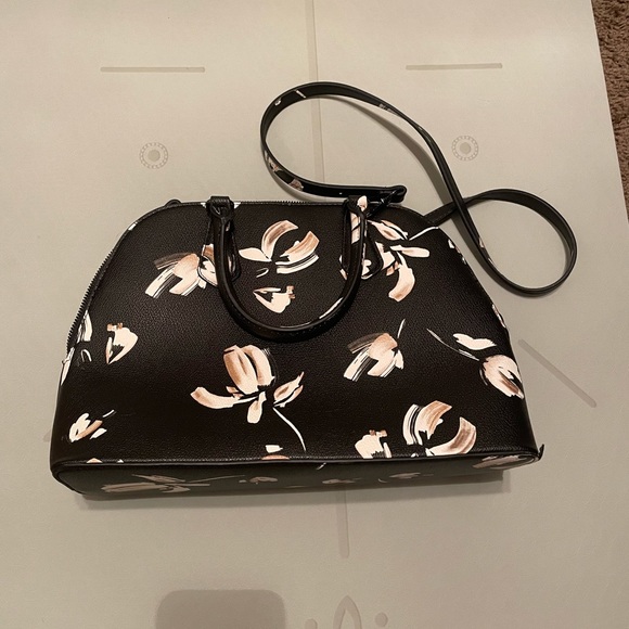 A New Day Black Floral Satchel Purse NWOT - Picture 3 of 10
